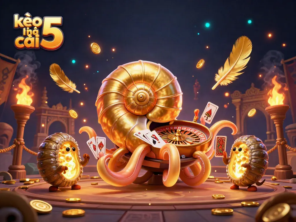 Experience thrilling action with kèo nhà cái 5 in this vibrant 3D casino illustration featuring dynamic gambling elements.