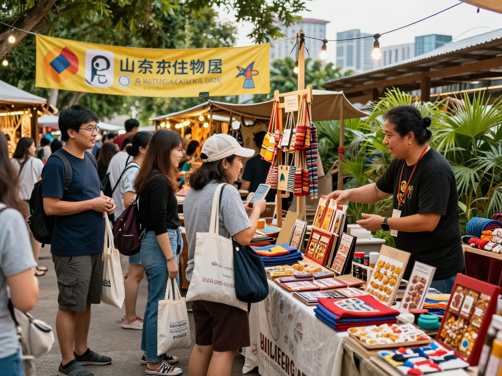 Vibrant shopping scene at ROKOK88 local market supporting artisanal products.