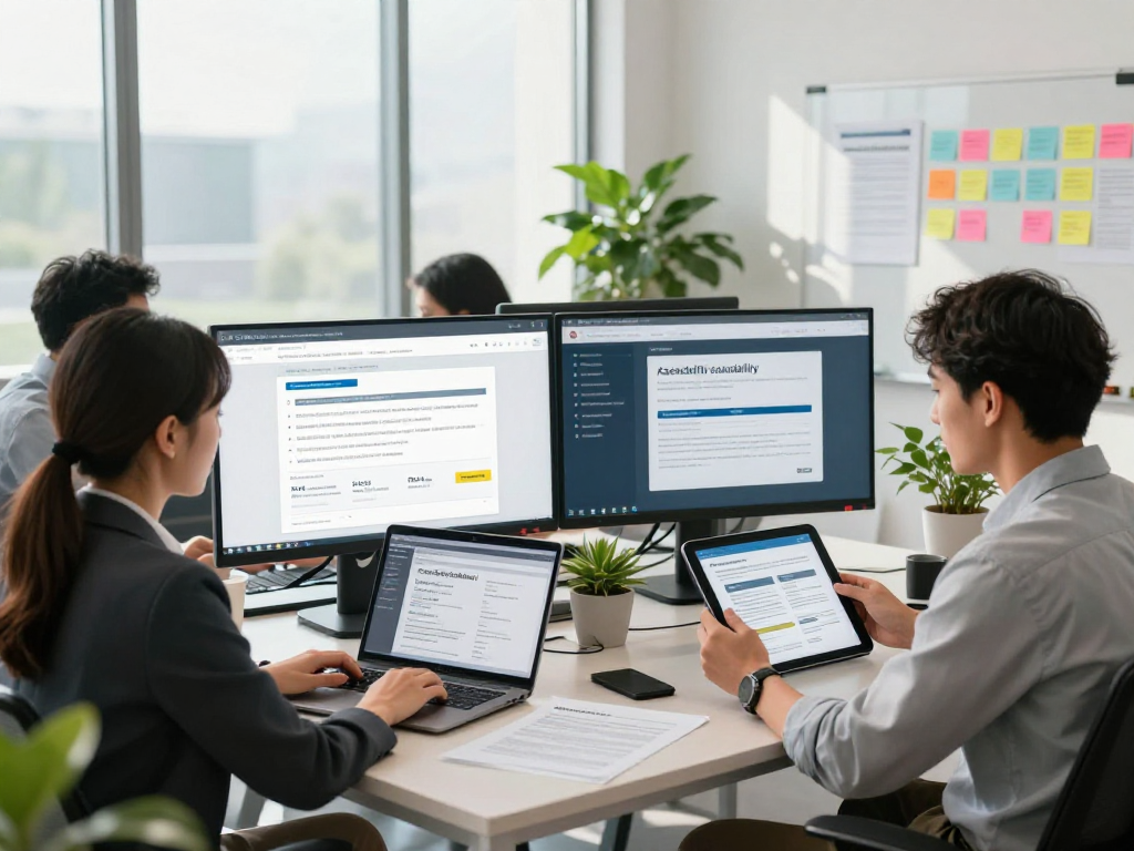 Creating barrierefreie und rechtssichere Webseiten Dienstleistung in a collaborative office environment.