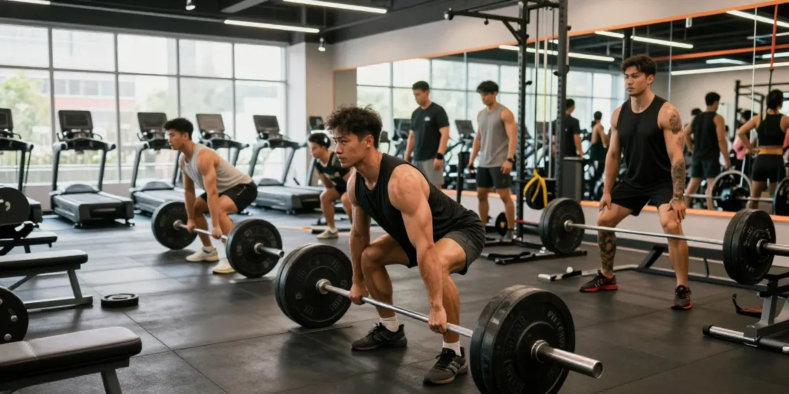 Intensives Training im Utinon Steroids Shop mit Bodybuildern und Athleten, die Gewichte heben.
