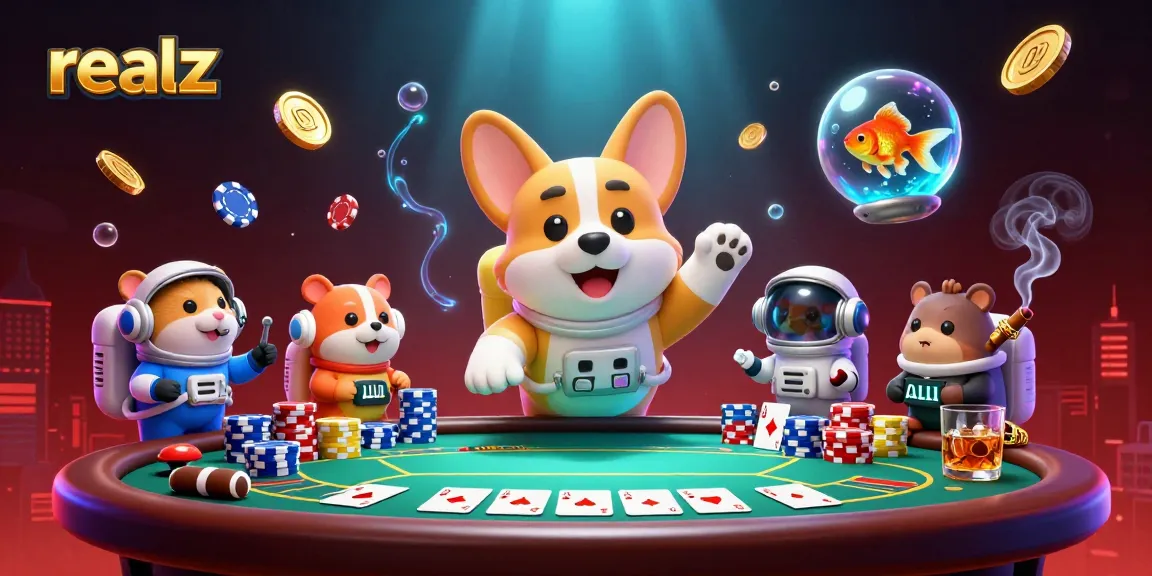 Experience thrilling gameplay at realz casino with astronauts and animated characters in a vibrant casino scene.